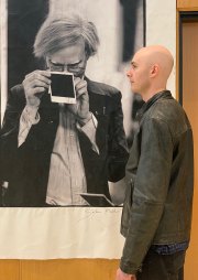 Will Stevens - with Sylvia Plachy's "Andy Warhol," on exhibit at The Brooklyn Public Library, N.Y. 